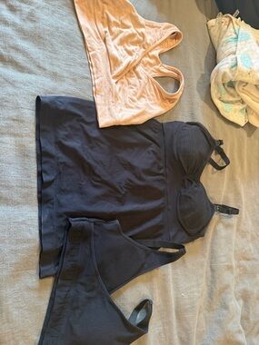 Kindred Bravely Black & Blush Nursing Tankini and Bralettes Set